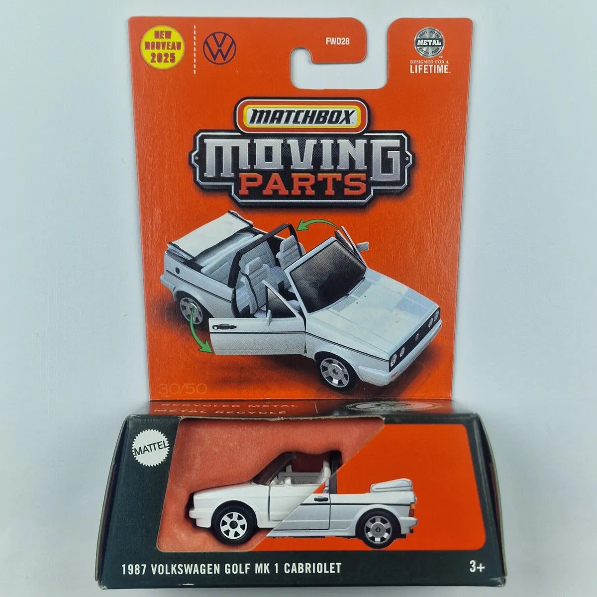 MatchBox Moving Parts 1987 Volkswagen Golf MK 1 Cabriolet White