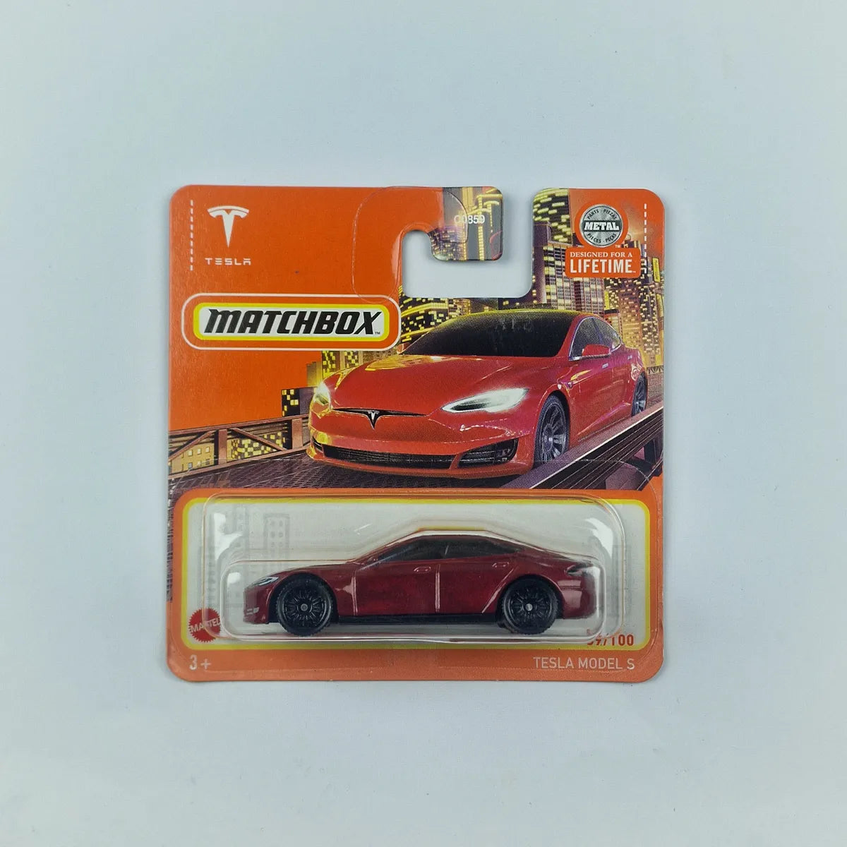 MatchBox Tesla Model S Red Short Card