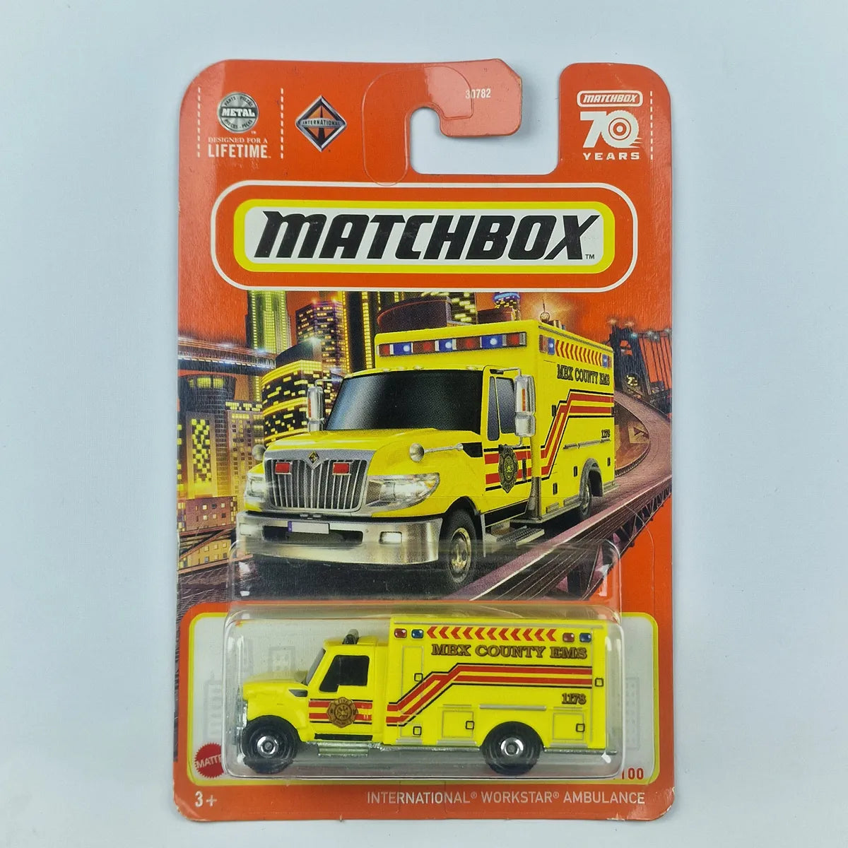 MatchBox International Workstar Ambulance Yellow