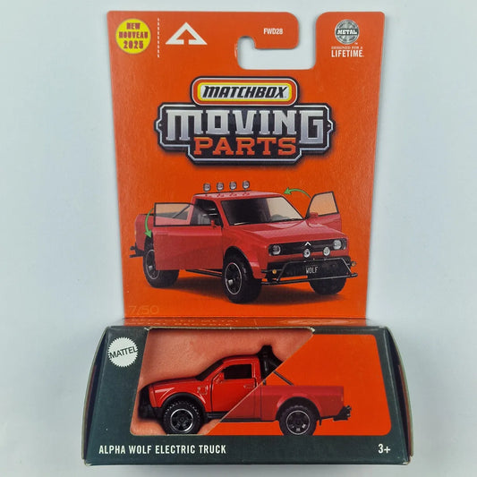MatchBox Moving Parts Alpha Wold Electric Truck Red