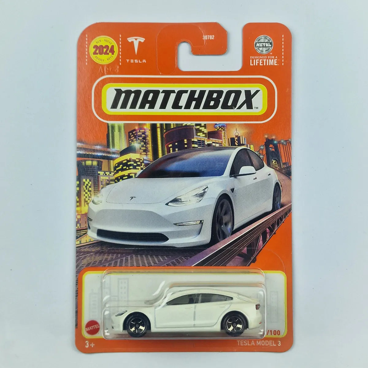 MatchBox Tesla Model 3 White Long Card