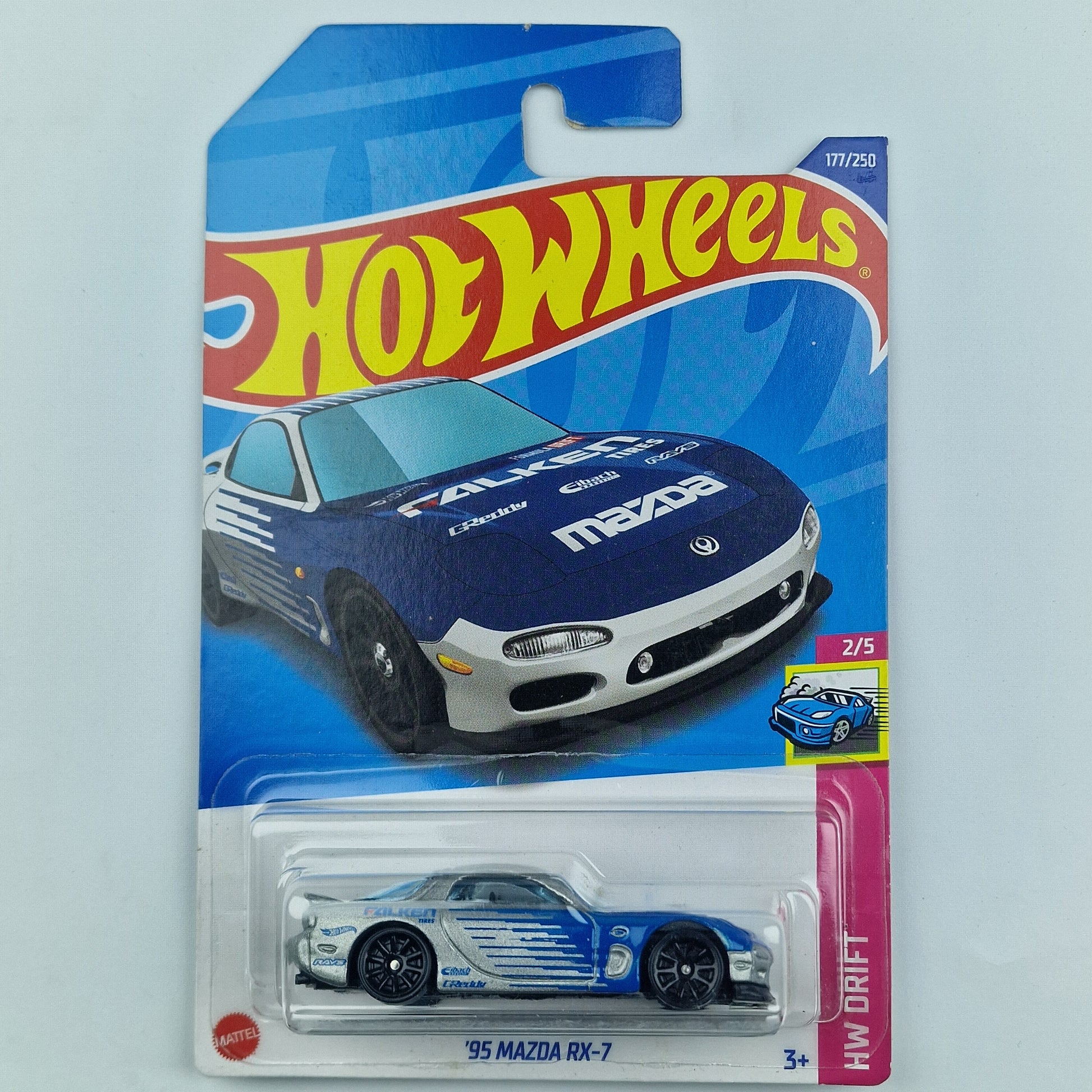 Hot Wheels 95 Mazda RX-7 Blue Falken