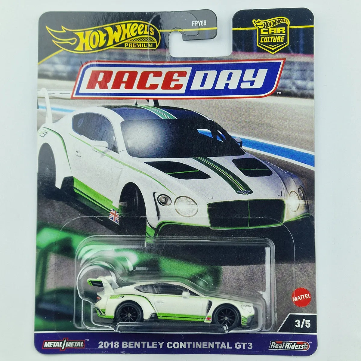 Hot Wheels Premium 2018 Bentley Continental GT3 White